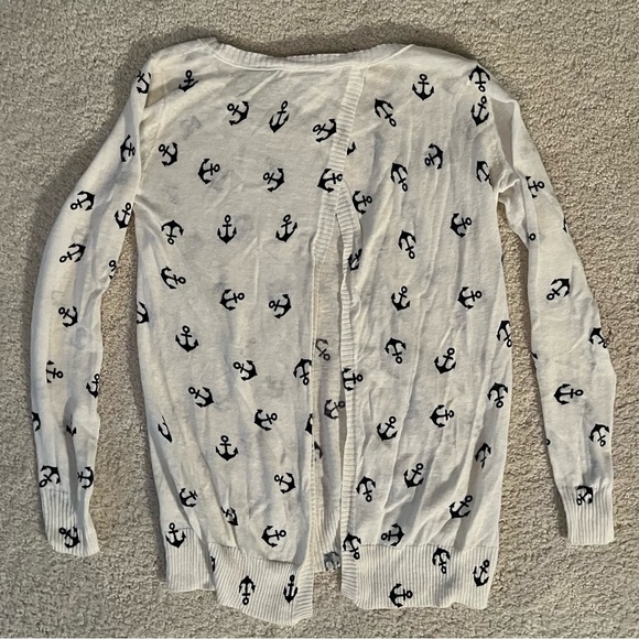 Saks 5th Ave Red navy & white open-back anchor print lightweight summer sweater - Picture 4 of 6